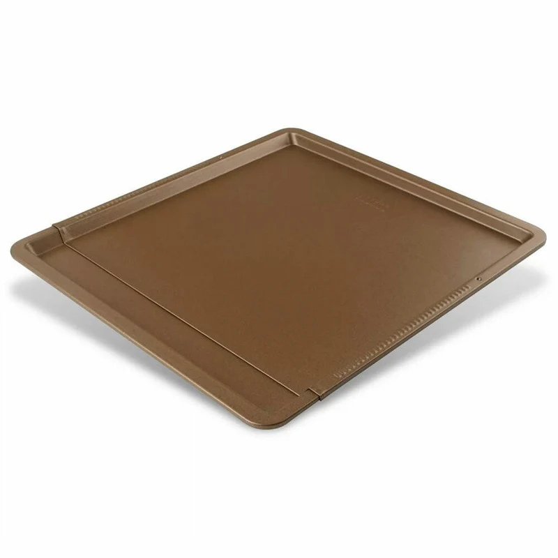 Zenker Back- und Plätzchenblech Dein Brot! ausziehbar, Stahlblech mit ILAG Beschichtung, Braun / Gold, 37-52 x 33 cm, 7311