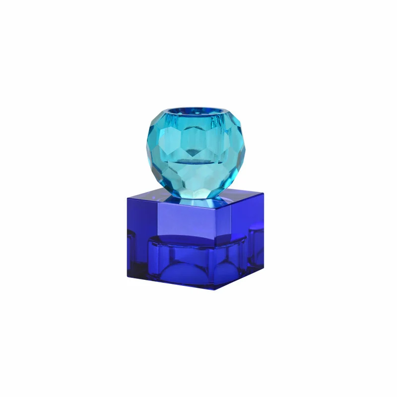 Gift Company Kerzenhalter / Teelichthalter Sari Kugel Cube, Kerzenständer, Glas, Blau / Dunkelblau, H 8 cm, 1163001009