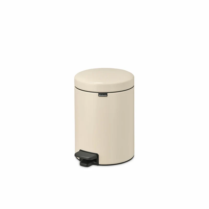 Brabantia Treteimer NewIcon, Kosmetikeimer, Mülleimer, Abfallbehälter, Stahl, Soft Beige, 5 L, 149900