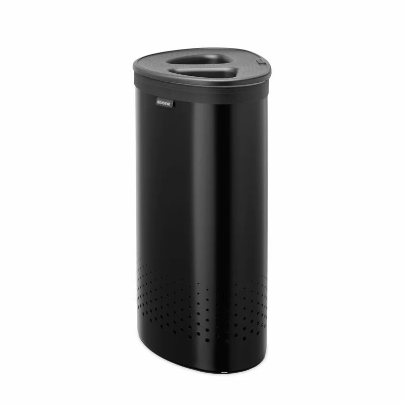 Brabantia Wäschebox Selector, Wäschekorb, Wäschesammler, Stahl / Kunststoff, Matt Black, 55 L, 242366