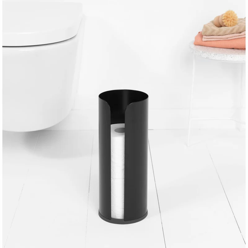 Brabantia Toilettenpapierständer ReNew, Ersatzrollenhalter, Klopapierhalter, WC-Ständer, Stahl, Matt Black, 280504