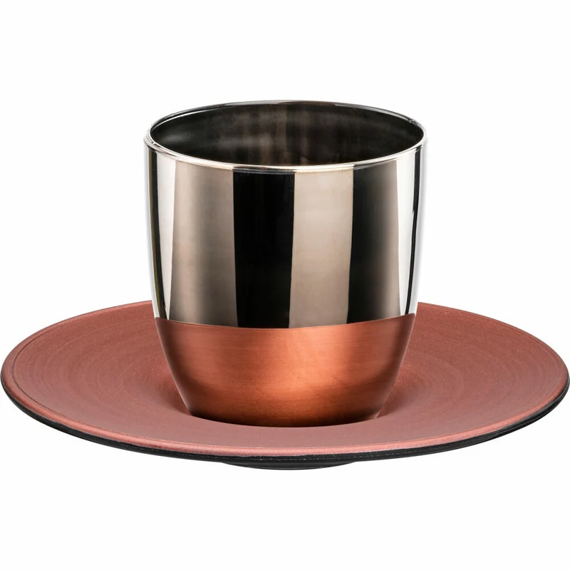 Eisch Espressoglas Cosmo collect, 2-tlg., mit Untersetzer, Espressobecher, Kristallglas, Platin / Kupfer, 100 ml, 70510910