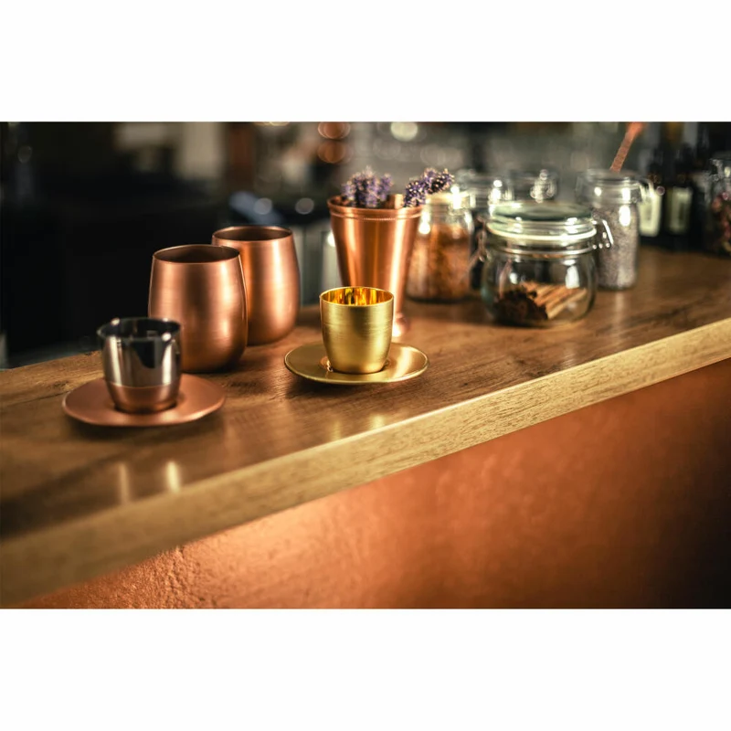 Eisch Espressoglas Cosmo collect, 2-tlg., mit Untersetzer, Espressobecher, Kristallglas, Gold, 100 ml, 70510911