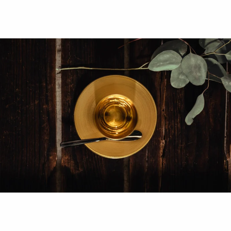 Eisch Espressoglas Cosmo collect, 2-tlg., mit Untersetzer, Espressobecher, Kristallglas, Gold, 100 ml, 70510911