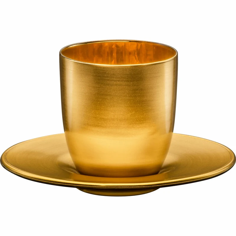 Eisch Espressoglas Cosmo collect, 2-tlg., mit Untersetzer, Espressobecher, Kristallglas, Gold, 100 ml, 70510911