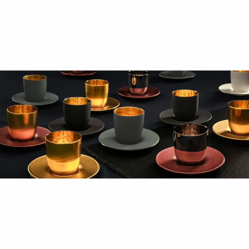 Eisch Espressoglas Cosmo collect, 2-tlg., mit Untersetzer, Espressobecher, Kristallglas, Gold, 100 ml, 70510911