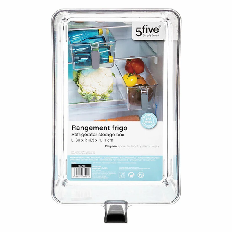 5five Simply Smart Kühlschrank-Aufbewahrungsbox L mit Henkel, PET-Kunststoff, Gummi, Transparent, 167788