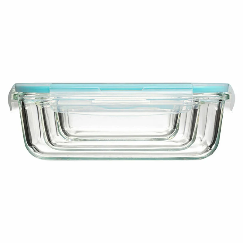 5five Simply Smart Frischhaltedosen-Set Clipeat S 3-tlg., Glas, Kunststoff, Blau, 169281