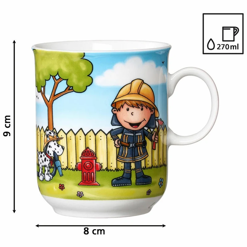 Ritzenhoff & Breker Feuerwehrmann Bernie Kinder-Set, 3-tlg., Becher, Schale, Teller, Geschirr, Kinder, Porzellan, 427028
