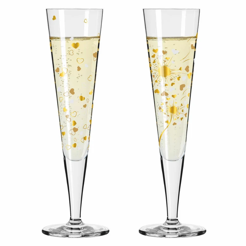 Ritzenhoff Goldnacht Champus-Duett F24, 2er Set, A. Vasconcelos, Champagnerglas, Kristallglas, 205 ml, 6031007