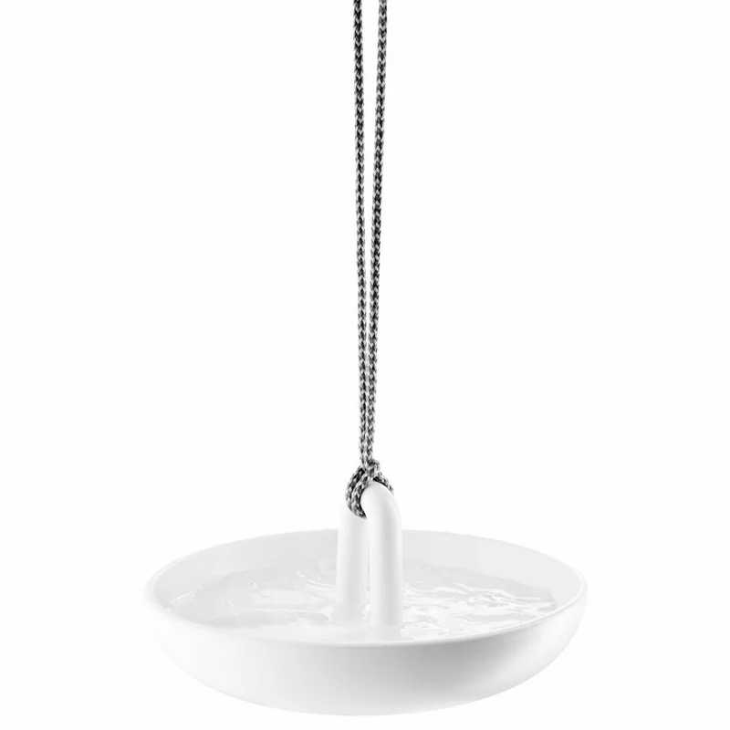 Eva Solo Hängendes Vogelbad, Vogeltränke, Wasserbad, Keramik/Nylonschnur, Weiß, Ø 25 cm, 571007