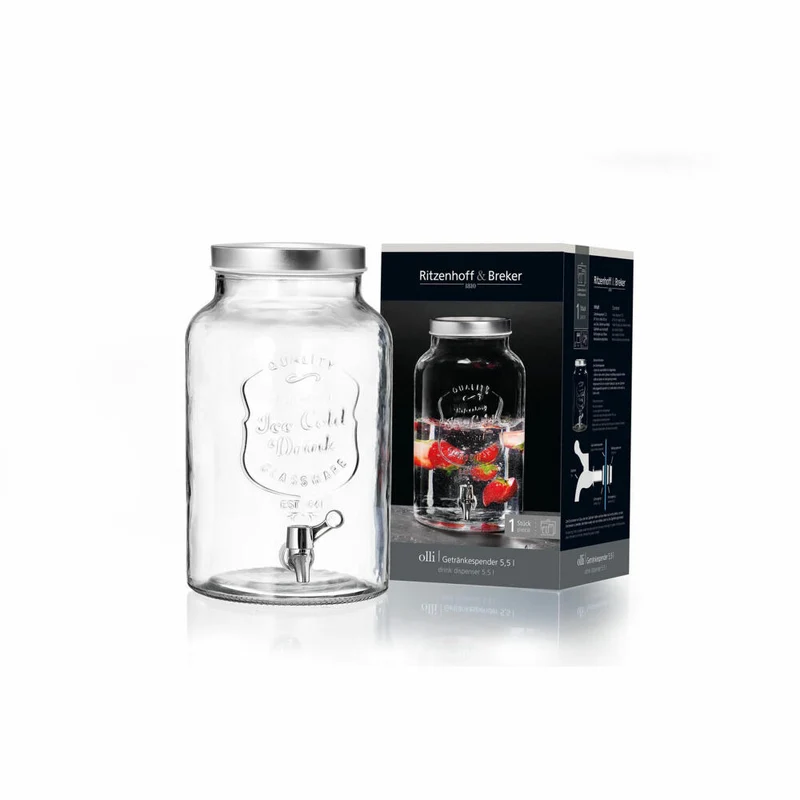 Ritzenhoff & Breker Olli Getränkespender, mit Zapfhahn, Wasserspender, Glas, 5.5 L, 818819