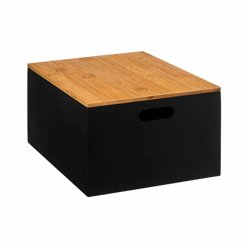 5five Simply Smart Aufbewahrungsboxen-Set Bava 3-tlg., MDF, Bambus, Schwarz, 181365