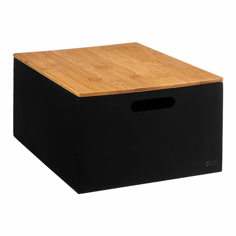 5five Simply Smart Aufbewahrungsboxen-Set Bava 3-tlg., MDF, Bambus, Schwarz, 181365