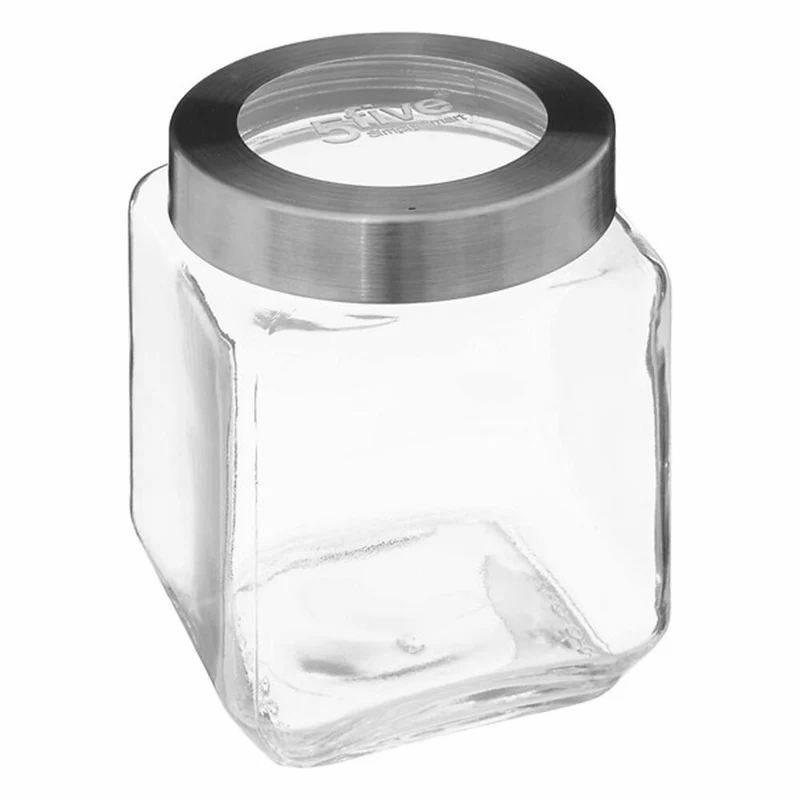 5five Simply Smart Einmachglas Miro, Vorratsglas, Glas, Stahl, Acryl, Transparent, 1.2 L, 189562