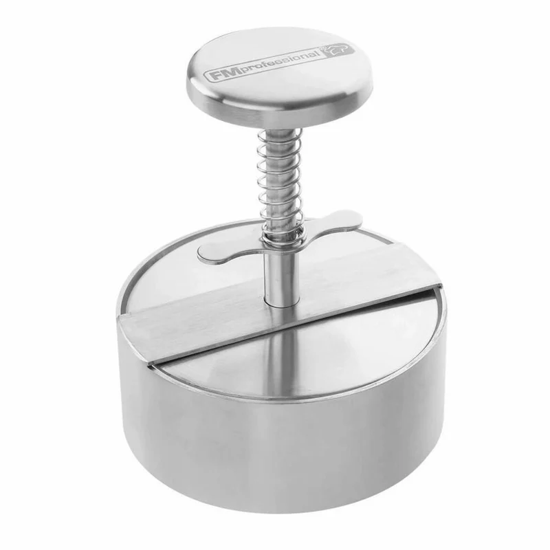 FMprofessional Profi-Burgerpresse, mit Skala bis 400 g, Edelstahl matt, 11 x 14 cm, 22205