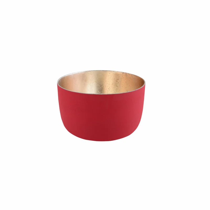 Gift Company Windlicht Madras S, Teelichthalter, Kerzenhalter, Eisen, Rot Matt / Gold, H 5 cm, 77564