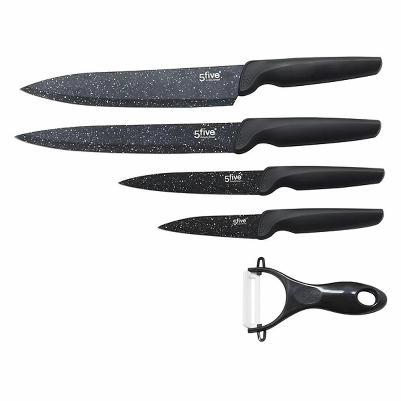 5five Simply Smart Messerset Caractere 5-tlg. mit Schäler, Edelstahl, Kunststoff, Keramik, Schwarz, 151268