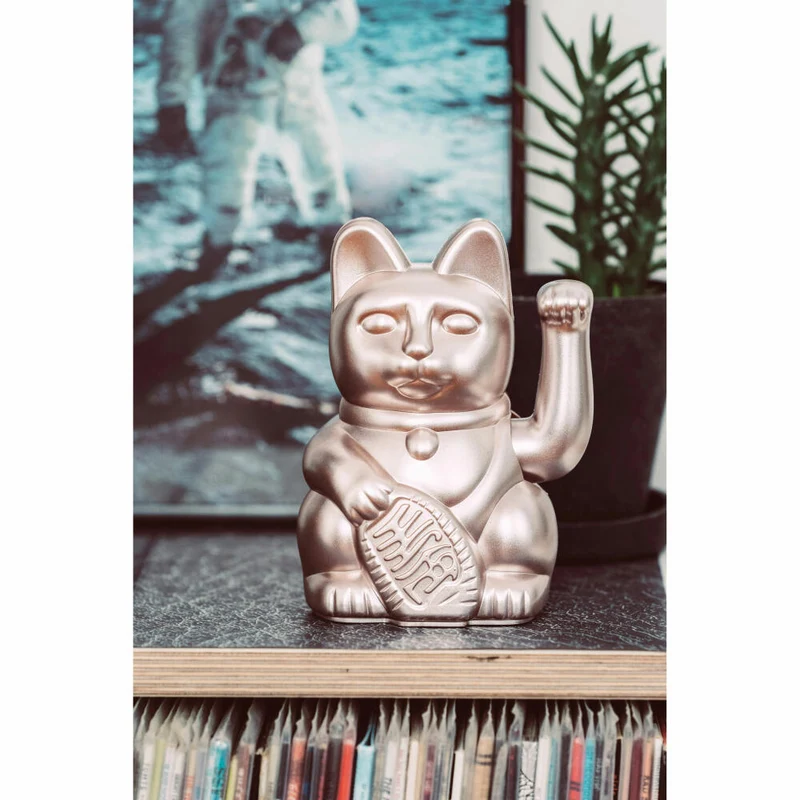 Donkey Products Winkekatze Lucky Cat Maneki Neko, Glücksbringer, Kunststoff, Moonlight, 15 cm, 330439