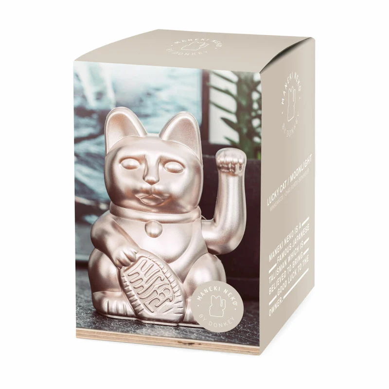 Donkey Products Winkekatze Lucky Cat Maneki Neko, Glücksbringer, Kunststoff, Moonlight, 15 cm, 330439