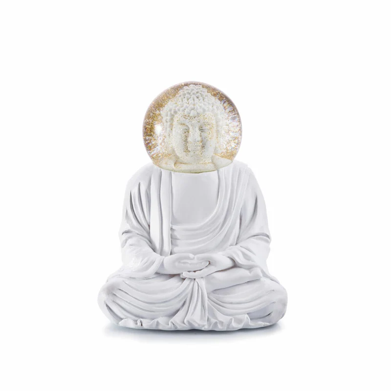 Donkey Products Summerglobe The Buddha, Glitzerkugel, Schneekugel, Polyresin, Glas, Weiß, 15 cm, 330453