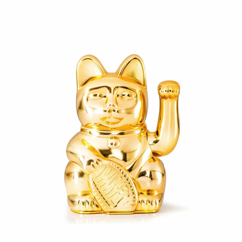Donkey Products Winkekatze Lucky Cat Maneki Neko Egypt, Glücksbringer, Kunststoff, Shiny Gold, 15 cm, 330463