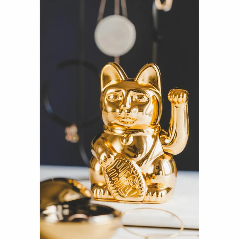 Donkey Products Winkekatze Lucky Cat Maneki Neko Egypt, Glücksbringer, Kunststoff, Shiny Gold, 15 cm, 330463