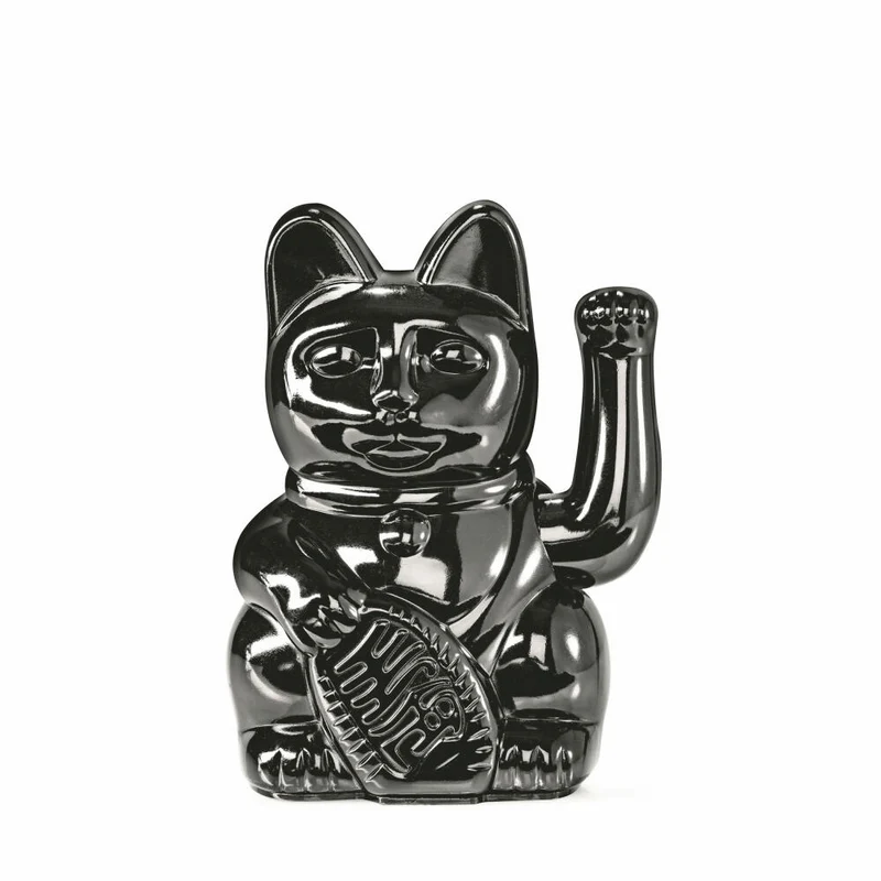Donkey Products Winkekatze Lucky Cat Maneki Neko Egypt, Glücksbringer, Kunststoff, Shiny Black, 15 cm, 330464
