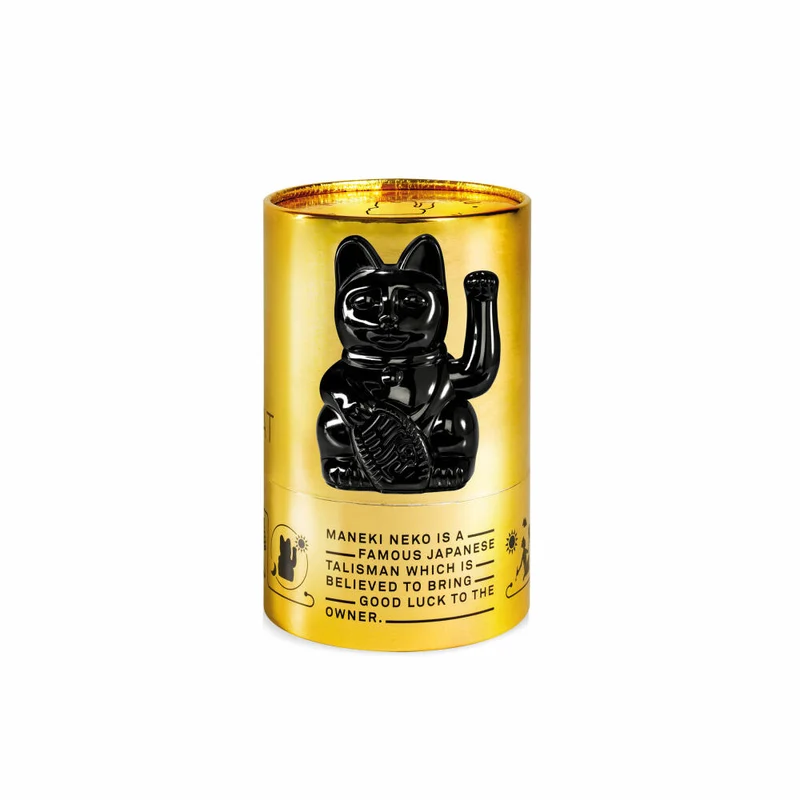 Donkey Products Winkekatze Lucky Cat Maneki Neko Egypt, Glücksbringer, Kunststoff, Shiny Black, 15 cm, 330464