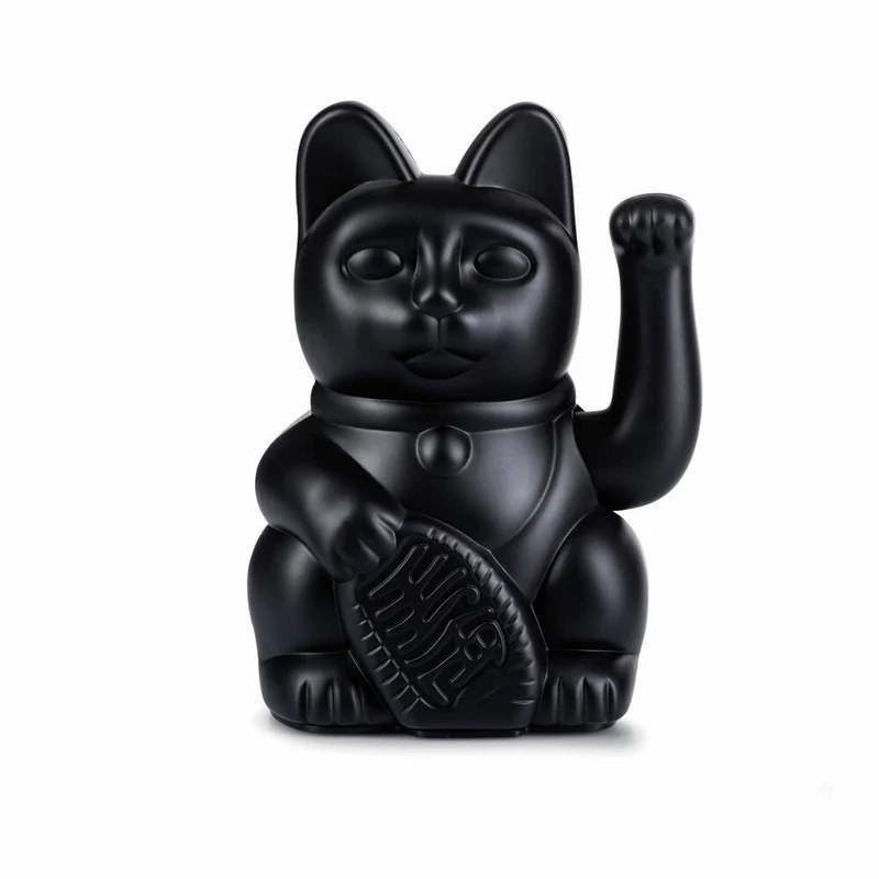 Donkey Products Winkekatze Lucky Cat Maneki Neko, Glücksbringer, Kunststoff, Black, 15 cm, 330466