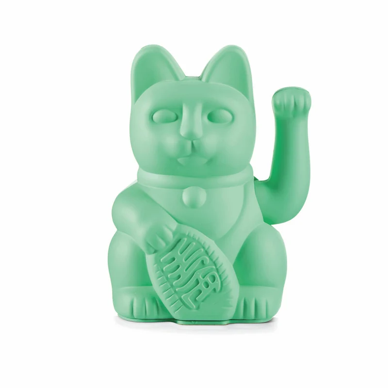 Donkey Products Winkekatze Lucky Cat Maneki Neko, Glücksbringer, Kunststoff, Mint Green, 15 cm, 330469