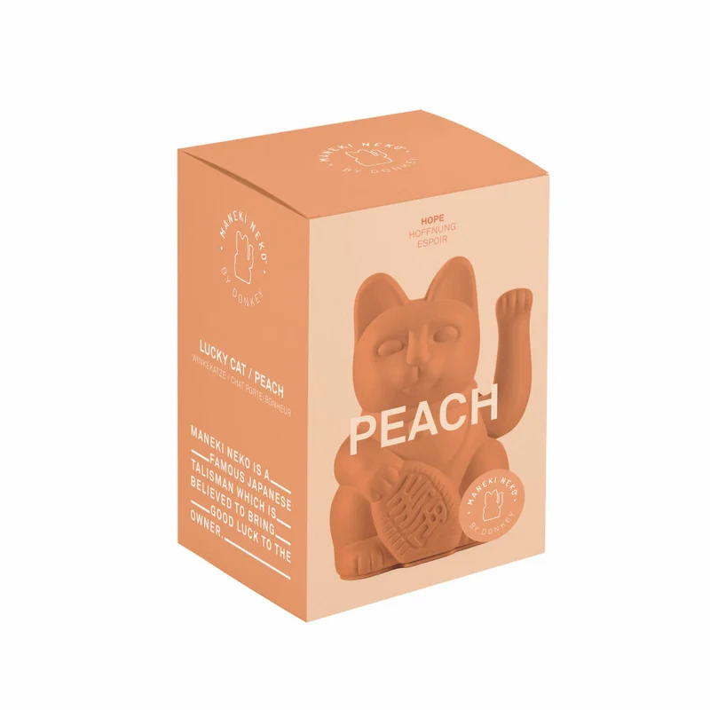 Donkey Products Winkekatze Lucky Cat Maneki Neko, Glücksbringer, Kunststoff, Peach, 15 cm, 330622