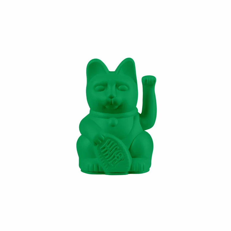 Donkey Products Winkekatze Lucky Cat Mini Maneki Neko, Glücksbringer, Kunststoff, Vivid Green, 9.8 cm, 330630