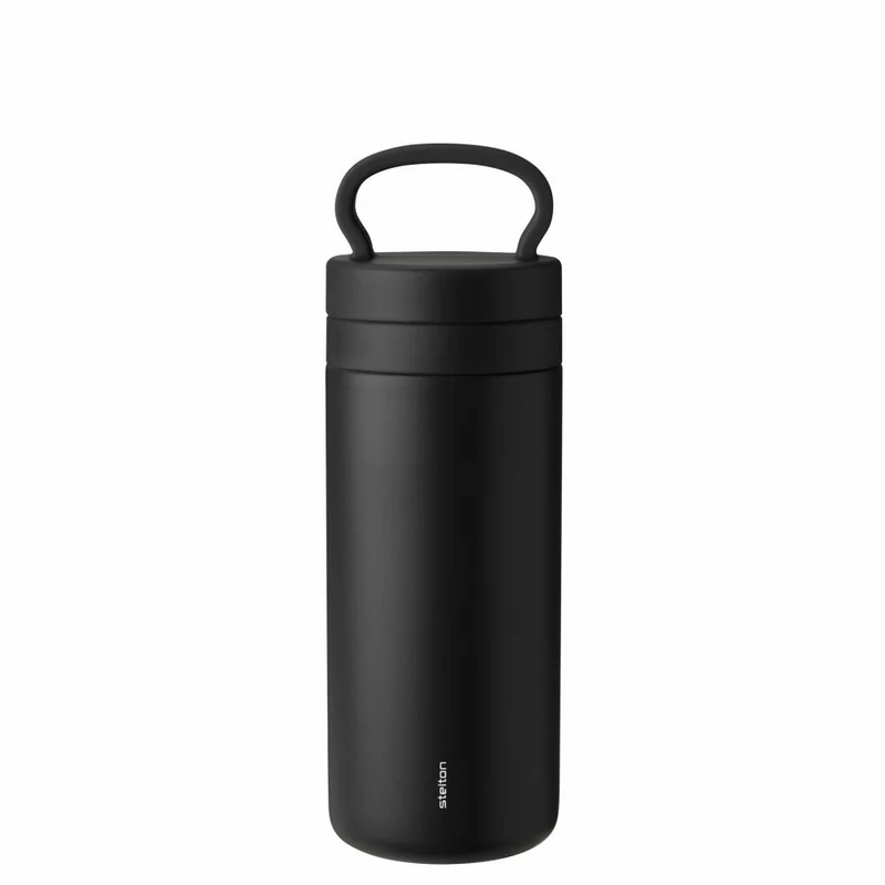 Stelton Thermobecher Tabi, Edelstahl, Kunststoff, Silikon, Black, 400 ml, 370