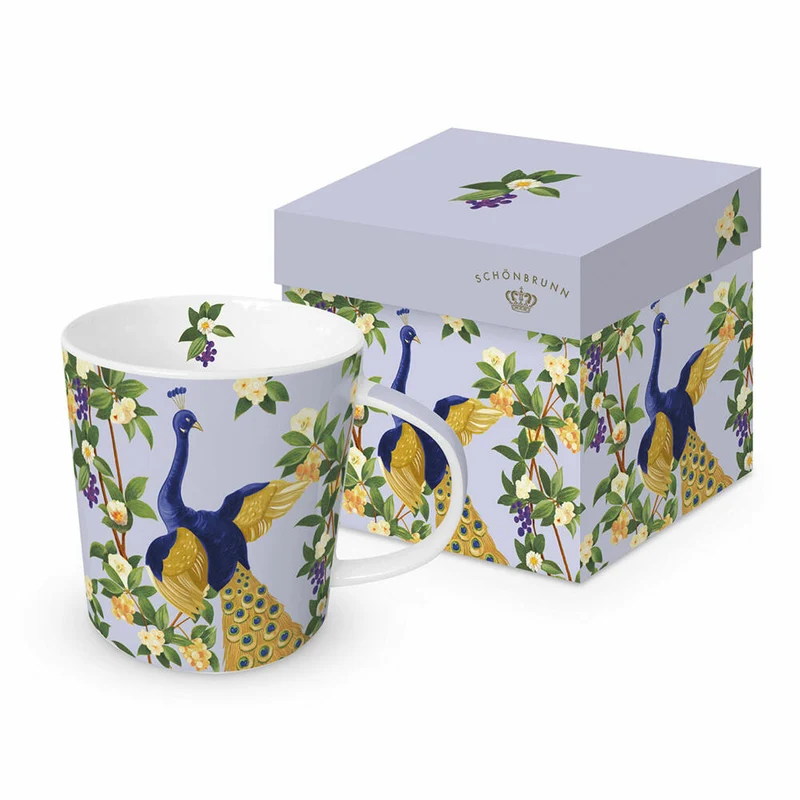 PPD Sommerappartement Pfau Trend Mug, in Geschenkbox, Henkelbecher, Kaffeebecher, Becher, Tasse, New Bone China, 400 ml, 160302516
