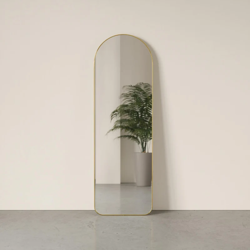 Umbra Standspiegel Hubba Gewölbt, Spiegel, Spiegelglas, Kunststoff, Messing, 51 x 158 cm, 1017062-104