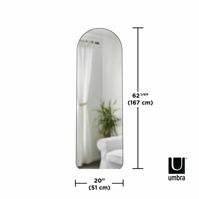Umbra Standspiegel Hubba Gewölbt, Spiegel, Spiegelglas, Kunststoff, Titan, 51 x 158 cm, 1017062-378