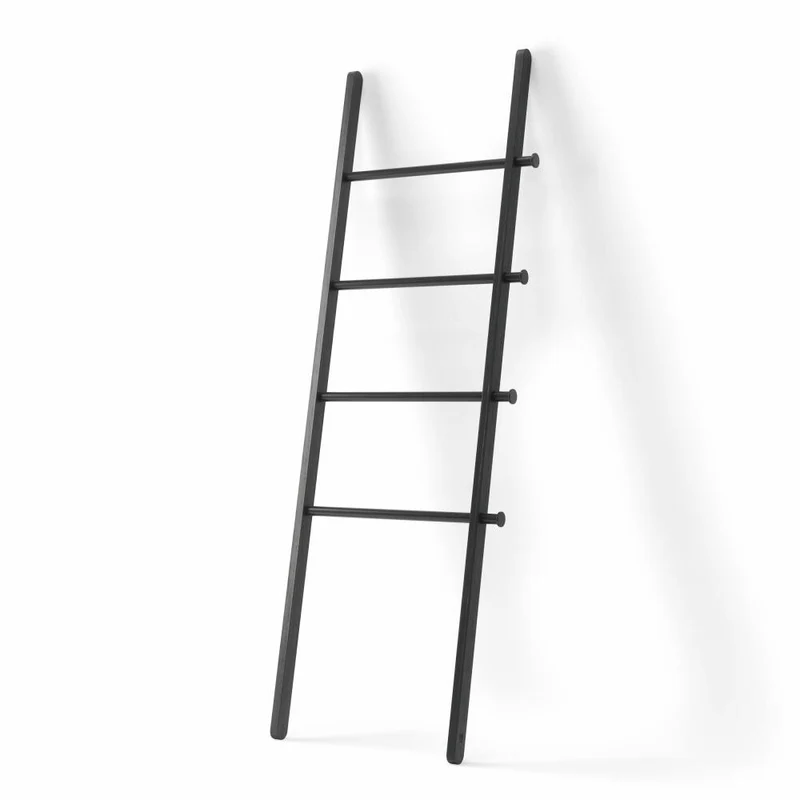 Umbra Kleiderleiter Leana, Handtuchleiter, Kleiderständer, Pappelholz, Schwarz, 152 cm, 1017445-040