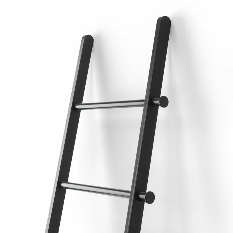 Umbra Kleiderleiter Leana, Handtuchleiter, Kleiderständer, Pappelholz, Schwarz, 152 cm, 1017445-040