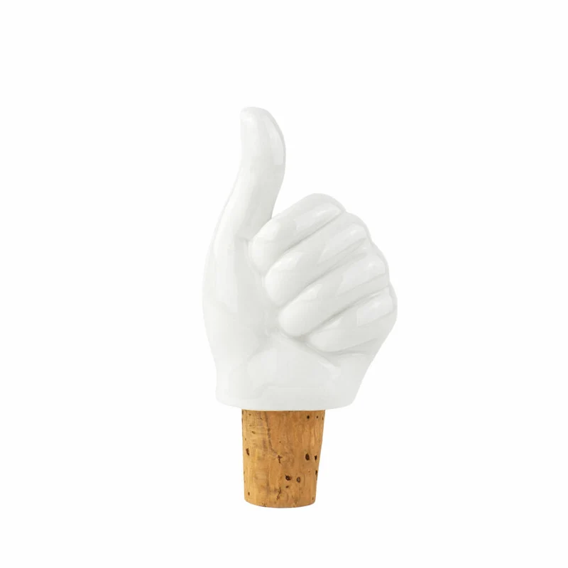Donkey Products Flaschenverschluss Thumbs Up Hands, Flaschenkorken, Stopfen, Porzellan, Kork, Weiß, 200626