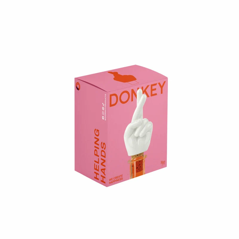 Donkey Products Flaschenverschluss Fingers Crossed, Flaschenkorken, Stopfen, Porzellan, Kork, Weiß, 200627