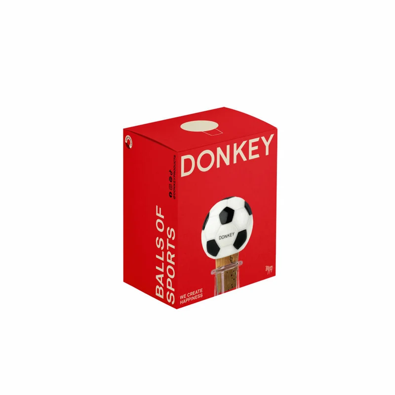 Donkey Products Flaschenverschluss Fußball, Flaschenkorken, Stopfen, Porzellan, Kork, Schwarz-Weiß, 200630