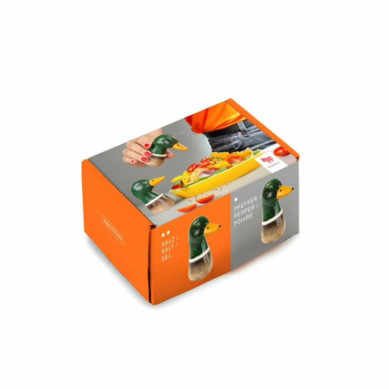 Donkey Products Salz- und Pfefferstreuer Spicy Ducks 2er Set, Gewürzstreuer, Dolomit, Grün, Braun, 9 cm, 210731