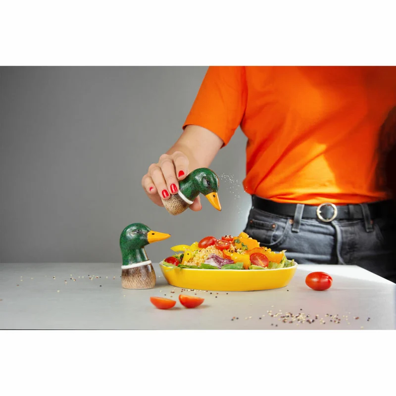 Donkey Products Salz- und Pfefferstreuer Spicy Ducks 2er Set, Gewürzstreuer, Dolomit, Grün, Braun, 9 cm, 210731