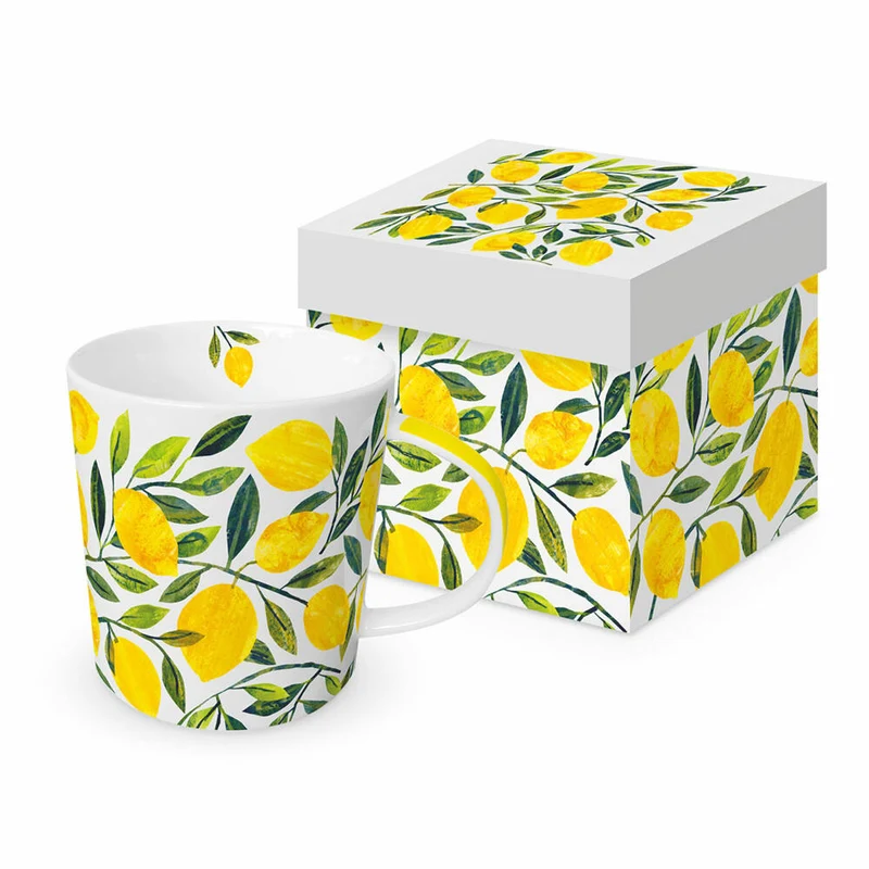 PPD Traceys Citronella Trend Mug, in Geschenkbox, Henkelbecher, Kaffeebecher, Becher, Tasse, New Bone China, 400 ml, 160302563