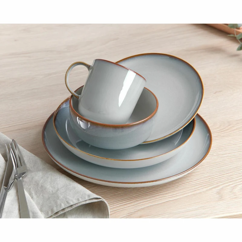 Ritzenhoff & Breker Portofino Teller, Dessertteller, Frühstücksteller, Steinzeug, Grau, Ø 20.5 cm, 418361