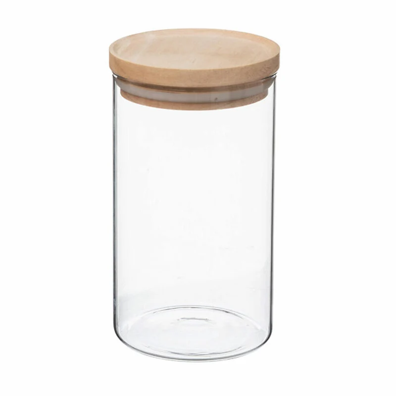 5five Simply Smart Einmachglas Hermet, Vorratsglas, Glas, Gummibaumholz, Transparent, 1 L, 135027