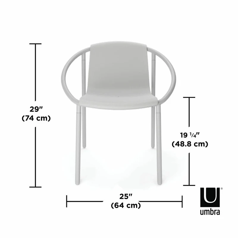 Umbra Stuhl Ringo, Esszimmerstuhl,Terassenstuhl, Stahl, Kunststoff, Grau, 55 x 64 x 74 cm, 1018223-918