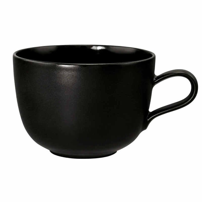 Seltmann Weiden Liberty Milchkaffeeobertasse, Milchkaffeetasse, Kaffeetasse, Kaffee Tasse, Porzellan, Velvet Black, 400 ml, 001.764290