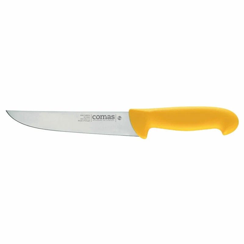 Comas Metzgermesser Carbon, Fleischermesser, Stahl, PP, Gelb, 18 cm Klinge, 10120
